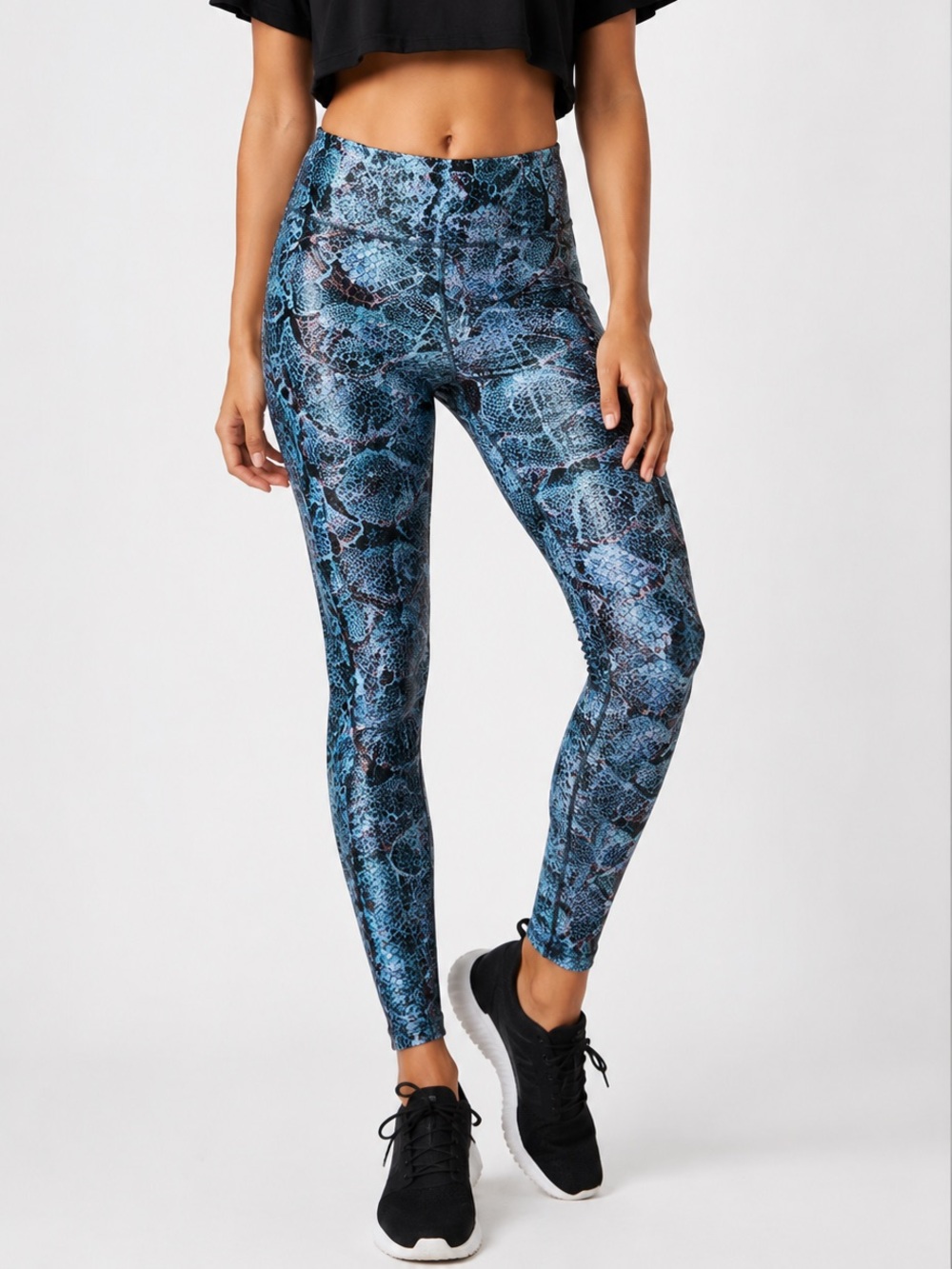 TOP SHOP. Turquoise blue,  colorful printed leggings. Elastic waist. Sz‎ 6.